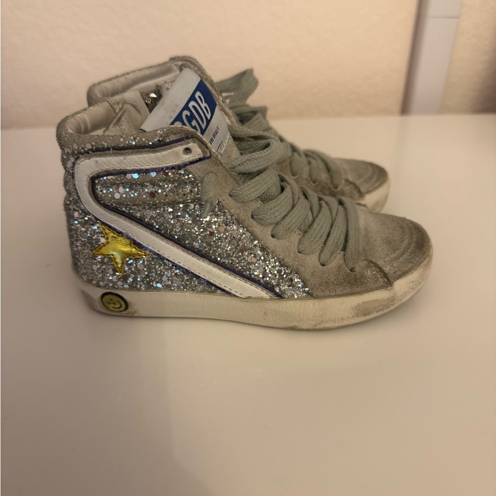 Girl Golden Goose Glitter High-Top Sneakers